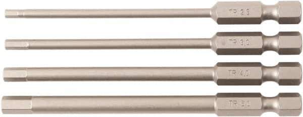 Wiha - 4 Piece, Bit Set - 1/4" Drive, Hex Point - Eagle Tool & Supply