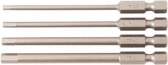 Wiha - 4 Piece, Bit Set - 1/4" Drive, Hex Point - Eagle Tool & Supply