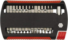 Wiha - 31 Piece, 1/4" Drive Screwdriver Insert Bit Set - #1 to #3 Phillips, 5/64 to 1/4" Hex, 2 to 6mm Hex, T7 to T25 Torx, 4.5, 5.5 & 6mm Slotted - Eagle Tool & Supply