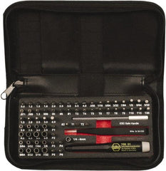 Wiha - 68 Piece, 4mm Drive Screwdriver Micro Bit Set - #000 to #2 Phillips, 0.7 to 4mm Hex, T1 to T20 Torx, 0.8, 1.2, 1.5, 1.8, 2, 2.5, 3, 3.5 & 4mm Slotted - Eagle Tool & Supply