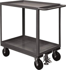Durham - 2,400 Lb Capacity, 48" Wide x 24" Long x 37-5/8" High Service Cart - 2 Shelf, Steel, 2 Rigid/2 Swivel Casters - Eagle Tool & Supply