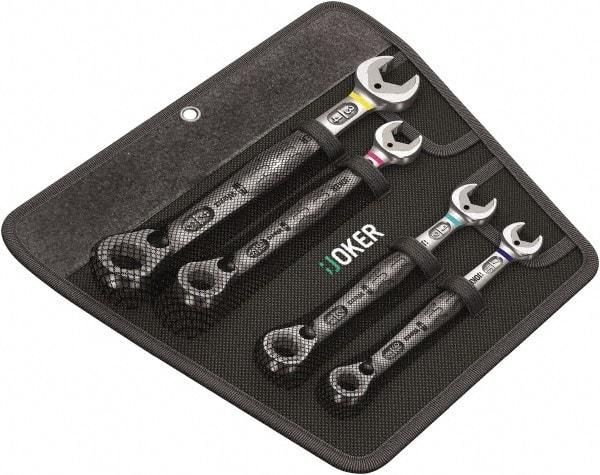 Wera - 4 Piece, 7/16" to 3/4", Combination Wrench Set - Inch Measurement Standard, Chrome Vanadium Finish, Comes in Nylon Pouch - Eagle Tool & Supply