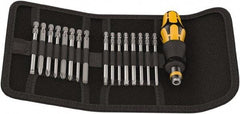 Wera - 17 Piece, 1/4" Drive Screwdriver Bit Set - #1, #2 & #3 Phillips, 3 to 6mm Hex, #1, #2 & #3 Pozidriv, 1.0x5.5mm Slotted - Eagle Tool & Supply