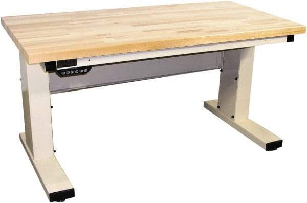 Proline - 60 Wide x 30" Deep x 42-1/2" High, Maple Workbench - Adjustable Height Legs, Light Beige - Eagle Tool & Supply