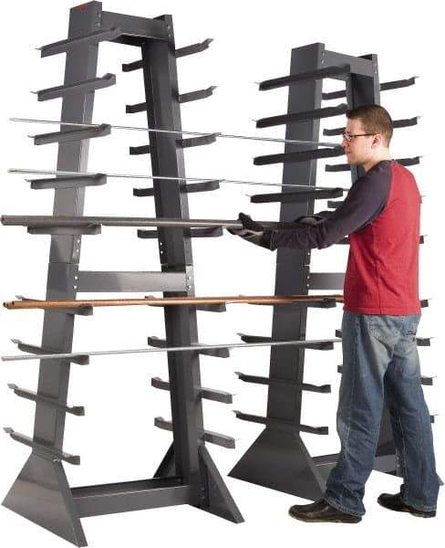 Durham - 9 Bay, 9 Shelf, 2,600 Lb Capacity, Gray 2-Sided Horizontal Bar Storage Rack - 30" Wide x 85" High x 30" Deep - Eagle Tool & Supply
