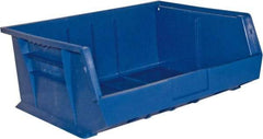 Durham - 14-5/8" Deep, Blue Plastic Hang and Stack Bins - 7" High x 16-3/4" Wide x 14-5/8" Long - Eagle Tool & Supply