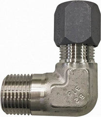 Made in USA - 5/8" OD, Grade 316Stainless Steel Male Elbow - 7/8" Hex, Comp x MPT Ends - Eagle Tool & Supply
