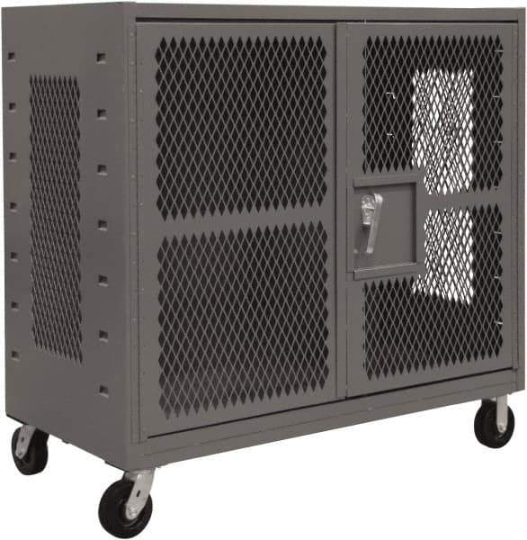 Durham - 2,000 Lb Capacity, 4-Sided Steel Mesh Stock Truck - 36" Long x 60" Wide x 57-3/16" High, Phenolic Wheels - Eagle Tool & Supply