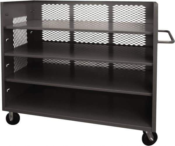 Durham - 2,000 Lb Capacity, 3 Shelf, 3-Sided Steel Truck - 36" Long x 72-1/2" Wide x 56-7/16" High, Phenolic Wheels - Eagle Tool & Supply
