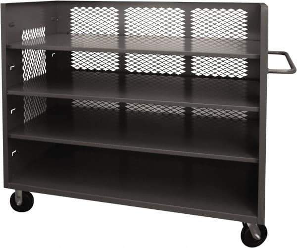 Durham - 2,000 Lb Capacity, 3 Shelf, 3-Sided Steel Truck - 36" Long x 60-1/2" Wide x 56-7/16" High, Phenolic Wheels - Eagle Tool & Supply