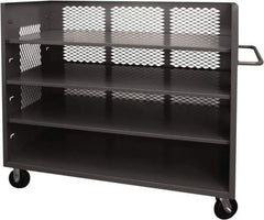 Durham - 2,000 Lb Capacity, 3 Shelf, 3-Sided Steel Truck - 36" Long x 60-1/2" Wide x 56-7/16" High, Phenolic Wheels - Eagle Tool & Supply