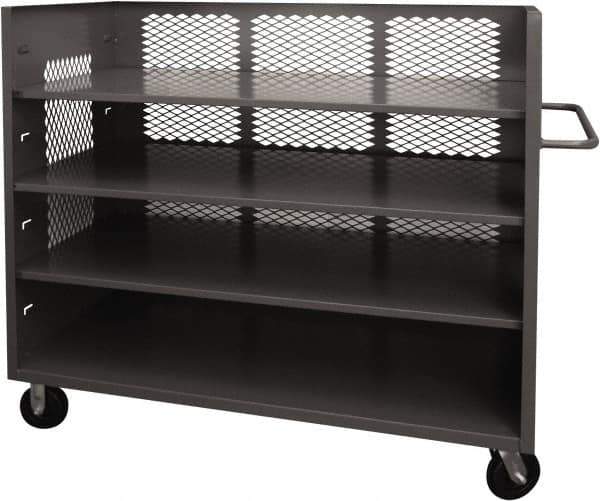 Durham - 2,000 Lb Capacity, 3 Shelf, 3-Sided Steel Truck - 30" Long x 60-1/2" Wide x 56-7/16" High, Phenolic Wheels - Eagle Tool & Supply