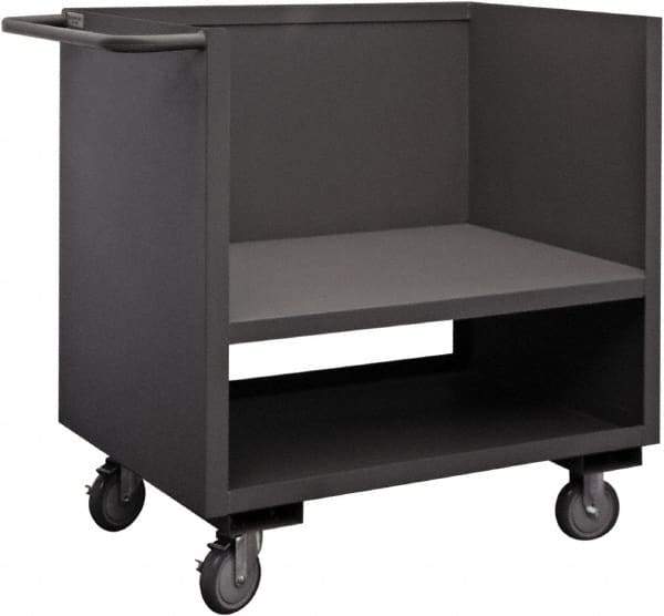 Durham - 1,200 Lb Capacity, 1 Shelf, 3-Sided Steel Truck - 30" Long x 48" Wide x 41-1/4" High, Phenolic Wheels - Eagle Tool & Supply