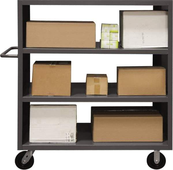 Durham - 2,000 Lb Capacity, 2 Shelf, 2-Sided Steel Stock Truck - 24" Long x 48" Wide x 57" High, Phenolic Wheels - Eagle Tool & Supply