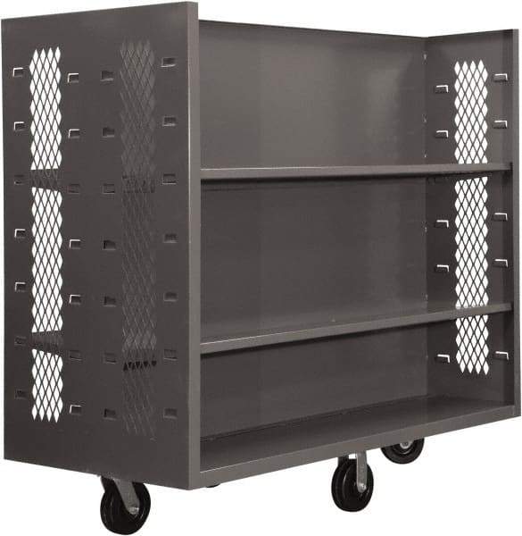 Durham - 2,000 Lb Capacity, 4 Shelf, 2-Sided Steel Mesh Stock Truck - 30" Long x 48" Wide x 57" High, Phenolic Wheels - Eagle Tool & Supply