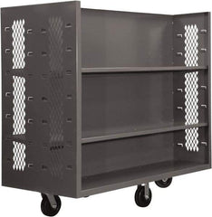 Durham - 2,000 Lb Capacity, 4 Shelf, 2-Sided Steel Mesh Stock Truck - 30" Long x 48" Wide x 57" High, Phenolic Wheels - Eagle Tool & Supply