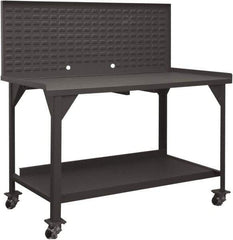 Durham - Louvered Panel Mobile Work Bench - Steel, Fixed Leg, Gray, 60" Long x 30" Deep x 30-1/4" High - Eagle Tool & Supply
