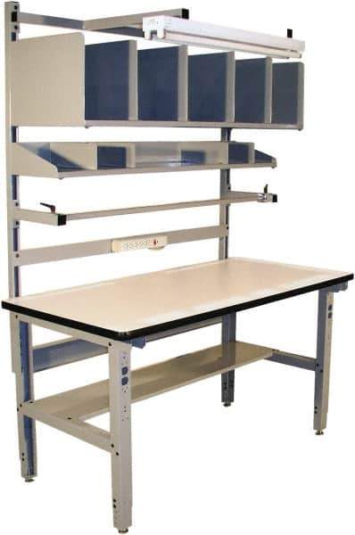 Proline - 60 Wide x 30" Deep x 36" High, Plastic Laminate Workbench - Adjustable Height Legs, Light Gray - Eagle Tool & Supply