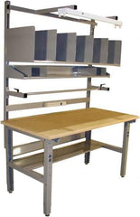 Proline - 60 Wide x 30" Deep x 36" High, Coated MDF Workbench - Adjustable Height Legs, Light Gray - Eagle Tool & Supply