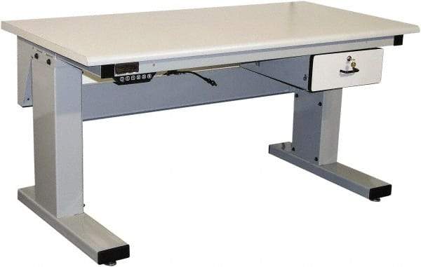 Proline - 60 Wide x 30" Deep x 42-1/2" High, Static Dissipative Workbench - Adjustable Height Legs, Light Gray - Eagle Tool & Supply