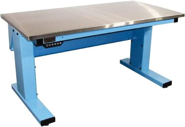 Proline - 60 Wide x 30" Deep x 42-1/2" High, Stainless Steel Workbench - Adjustable Height Legs, Light Blue - Eagle Tool & Supply
