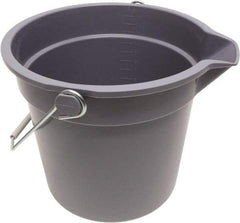 O-Cedar - 14 Qt, 11" High, Plastic Round Gray Single Pail with Pour Spout - Handle Included, 12" Top Diam - Eagle Tool & Supply