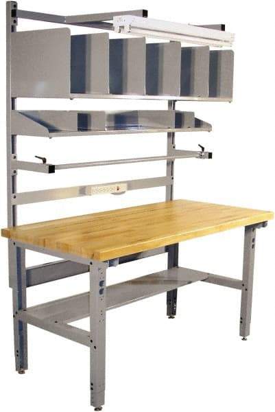 Proline - 60 Wide x 30" Deep x 36" High, Maple Workbench - Adjustable Height Legs, Light Gray - Eagle Tool & Supply