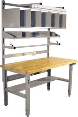 Proline - 60 Wide x 30" Deep x 36" High, Maple Workbench - Adjustable Height Legs, Light Gray - Eagle Tool & Supply