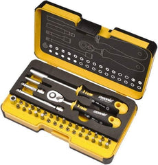 Felo - 36 Piece, 1/4" Drive Screwdriver Mini-Ratchet Bit Kit - #0 to #3 Phillips, 2 to 6mm Hex, T5 to T40 Torx, #1, #2 & #3 Pozidriv, 1/8, 5/32, 3/16, 7/32, 1/4 & 9/32" Slotted - Eagle Tool & Supply