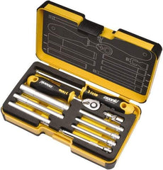 Felo - 10 Piece 1/4" Drive Chrome Finish Socket Set - 6 Points, 5.5mm to 13mm Range, Metric Measurement Standard - Eagle Tool & Supply