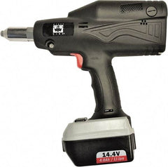 RivetKing - All up to 3/16" Closed End Rivet Capacity , 2,900 Lb Pull Force Cordless Electric Riveter - 5/8" Stroke Length, 14.4 Volt, Mandrel Collection, (1) RK401CR-57 Battery Included - Eagle Tool & Supply