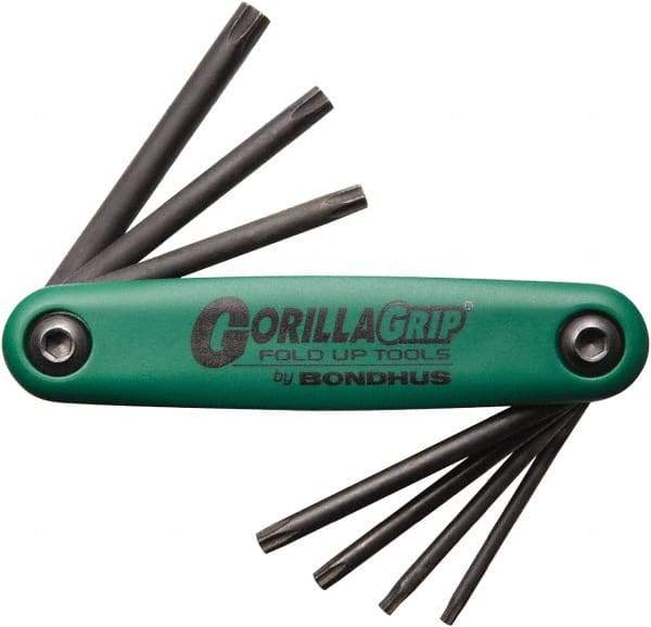 Bondhus - 7 Piece T7 to T25 Fold-Up Torx Key Set - 7, 8, 9, 10, 15, 20, 25 Torx Size - Eagle Tool & Supply