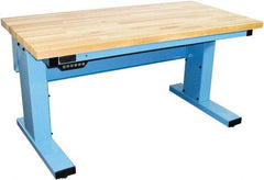 Proline - 60 Wide x 30" Deep x 42-1/2" High, Maple Workbench - Adjustable Height Legs, Light Blue - Eagle Tool & Supply