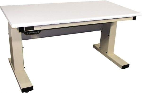 Proline - 60 Wide x 30" Deep x 42-1/2" High, Static Dissipative Workbench - Adjustable Height Legs, Light Beige - Eagle Tool & Supply