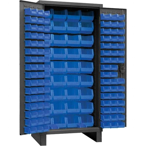 Durham - 132 Bin Storage Cabinet - Steel, 36" Wide x 24" Deep x 78" High, Gray - Eagle Tool & Supply