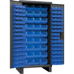 Durham - 132 Bin Storage Cabinet - Steel, 36" Wide x 24" Deep x 78" High, Gray - Eagle Tool & Supply
