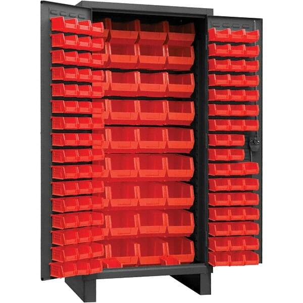 Durham - 132 Bin Storage Cabinet - Steel, 36" Wide x 24" Deep x 78" High, Gray - Eagle Tool & Supply