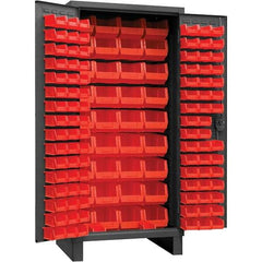 Durham - 132 Bin Storage Cabinet - Steel, 36" Wide x 24" Deep x 78" High, Gray - Eagle Tool & Supply