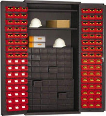 Durham - 2 Shelf 96 Bin Storage Cabinet - Steel, 38" Wide x 26" Deep x 72" High, Gray - Eagle Tool & Supply