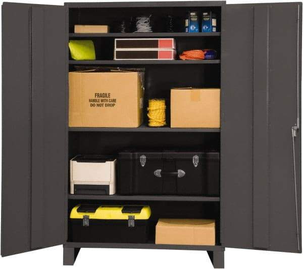 Durham - 4 Shelf Locking Storage Cabinet - Steel, 60" Wide x 24" Deep x 84" High, Gray - Eagle Tool & Supply