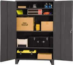 Durham - 4 Shelf Locking Storage Cabinet - Steel, 60" Wide x 24" Deep x 84" High, Gray - Eagle Tool & Supply