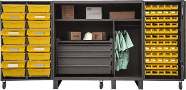Durham - 2 Shelf 78 Bin Storage Cabinet - Steel, 36" Wide x 36" Deep x 60" High, Gray - Eagle Tool & Supply