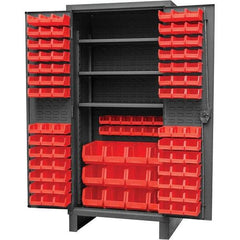 Durham - 3 Shelf 108 Bin Storage Cabinet - Steel, 36" Wide x 24" Deep x 78" High, Gray - Eagle Tool & Supply