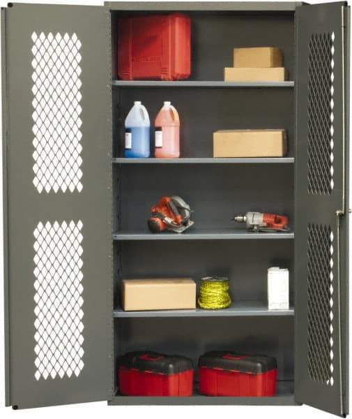 Durham - 4 Shelf Locking Storage Cabinet - Steel, 36" Wide x 24" Deep x 72" High, Gray - Eagle Tool & Supply