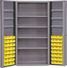 Durham - 10 Shelf 48 Bin Storage Cabinet - Steel, 36" Wide x 24" Deep x 72" High, Gray - Eagle Tool & Supply