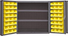 Durham - 2 Shelf 48 Bin Storage Cabinet - Steel, 36" Wide x 24" Deep x 36" High, Gray - Eagle Tool & Supply