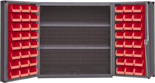 Durham - 2 Shelf 48 Bin Storage Cabinet - Steel, 36" Wide x 24" Deep x 72" High, Gray - Eagle Tool & Supply