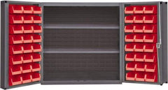 Durham - 2 Shelf 48 Bin Storage Cabinet - Steel, 36" Wide x 24" Deep x 72" High, Gray - Eagle Tool & Supply