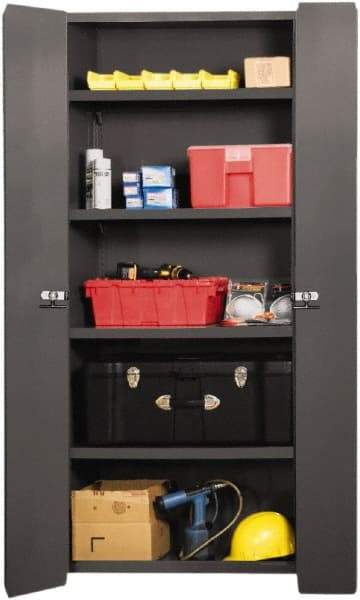 Durham - 4 Shelf Locking Storage Cabinet - Steel, 36" Wide x 20" Deep x 84" High, Gray - Eagle Tool & Supply