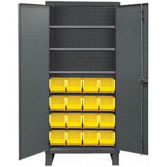 Durham - 3 Shelf 16 Bin Storage Cabinet - Steel, 36" Wide x 24" Deep x 78" High, Gray - Eagle Tool & Supply